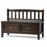 Simpli Home - Burlington solid wood 42 inch Wide Transitional Entryway Storage Bench with Drawers - Mahogany Brown