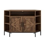 Walker Edison - Rustic Corner TV Stand for Most TVs up to 55" - Rustic Oak