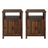 Walker Edison - 2-Piece Farmhouse Grooved-Door Side Table Set - Dark Walnut
