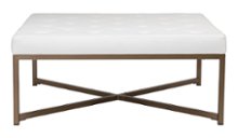 Studio Designs - Camber Indoor Square Modern Leather and LeatherTufted Cocktail Ottoman - White