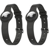 SaharaCase - Adjustable Silicone Dog Collar for Apple AirTag (Small and Medium Dogs) (2-Pack) - Black
