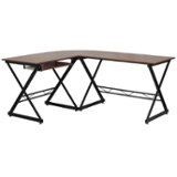 Flash Furniture - Singleton L Contemporary Laminate  Home Office Desk - Teakwood