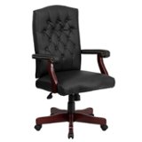 Flash Furniture - Martha Washington Traditional Leather/Faux Leather Executive Swivel Office Chair - Black LeatherSoft
