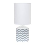 Simple Designs - Fresh Prints Table Lamp - White/Gray Wave Print