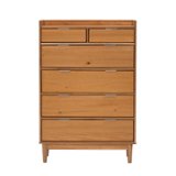Walker Edison - Mid Century Modern Solid Wood Tray-Top 6-Drawer Dresser - Caramel
