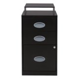 OSP Home Furnishings - 3 Drawer Locking Metal File Cabinet with Top Shelf - Black