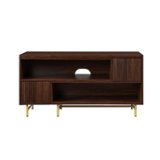Walker Edison - Contemporary Extendable Fluted-Door TV Stand for Most TVs up to 55” - Dark Walnut/Gold