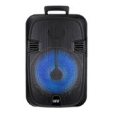 QFX - 12” Bluetooth Rechargeable Portable Speaker, Speaker stand, Microphone with LED Party Lights - Black