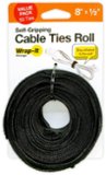 Wrap-It Storage - Self-Gripping Cable Ties Roll - 8-inch (50-Pack) Reusable Hook and Loop Ties - Black