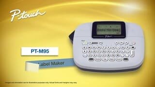 Brother P-Touch PTM95 Handy Label Maker - Monochrome, Navy Blue, 9 Fonts & 8 Deco Patterns