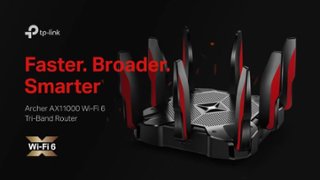 TP Link Archer AX11000 Tri Band Wi Fi 6 Router Black/Red TP Link Archer AX11000 Tri Band Wi Fi 6 Router Black/Red