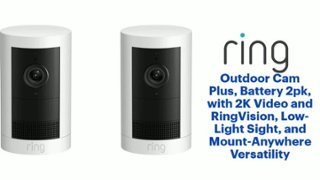 Outdoor Cam Plus, Battery 2pk, with 2K Video and Ring Vision, Low