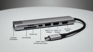 Satechi 7 in 1 USB C Slim Multiport Adapter w/ Ethernet, 4K HDMI