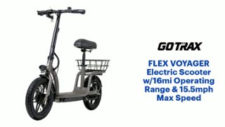 GoTrax FLEX VOYAGER Electric Scooter w/16mi Operating Range & 15.5