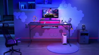 Bestier 63inch Gaming Desk with LED Lighting and Keyboard Tray
