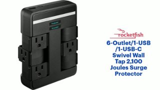 AVISO アビソ J. JOHNSTON ROCKETFISH 6'6 Rocketfish™ 6 Outlet/1 USB/1 USB C Swivel Wall Tap 2,100 Joules
