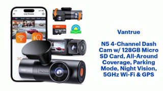 Vantrue N5 4 Channel Dash Cam w/ 128GB Micro SD Card, All Around