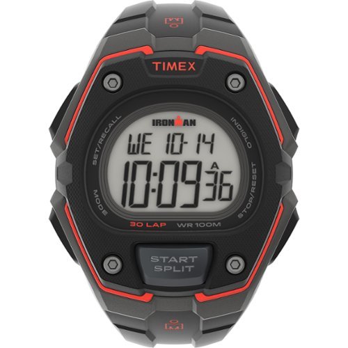 Timex - Men's IRONMAN Classic 30 Oversized 45mm Watch - Dark Gray/Black/Red-Front_Standard 