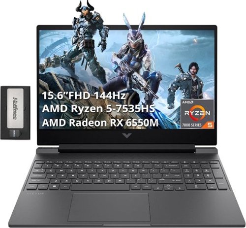 HP - Victus 15.6" Gaming Laptop,AMD Ryzen 5-7535HS,16GB DDR5,512GB SSD+256GB Dock Station,Radeon RX 6550M,Win 11 - Mica Silver-Front_Standard 