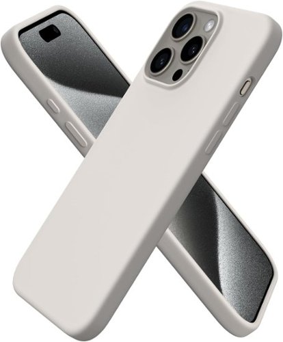 Ornarto - Compatible with iPhone 15 Pro Max Case 6.7", Slim Liquid Silicone Full Covered Protective Cover - Stone Gray-Front_Standard 