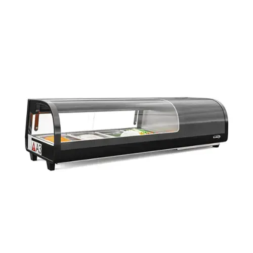 Front. Koolmore - 46 in. Glass Sushi Countertop Display Refrigerator with 4 Stainless Steel Trays in Black (KM-SR46-BK) - Black.