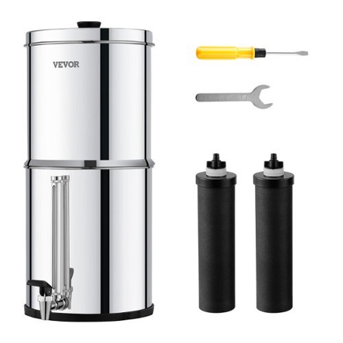 VEVOR - Gravity-fed Water Filter System, 2.25G 304 Stainless-Steel Countertop System, Water Filtration System - Silver-Front_Standard 