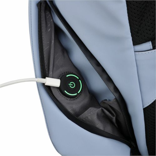 Swissdigital Design LAMONE L LED TSA-Friendly Water-Resistant Backpack With USB Charging Port RFID Protection and Fits Up to 16″ Laptop - Light Blue BUY IN DUBAI