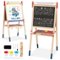 Costway - All-in-One Wooden Kid's Art Easel Height Adjustable Paper Roll - Multicolor-Front_Standard