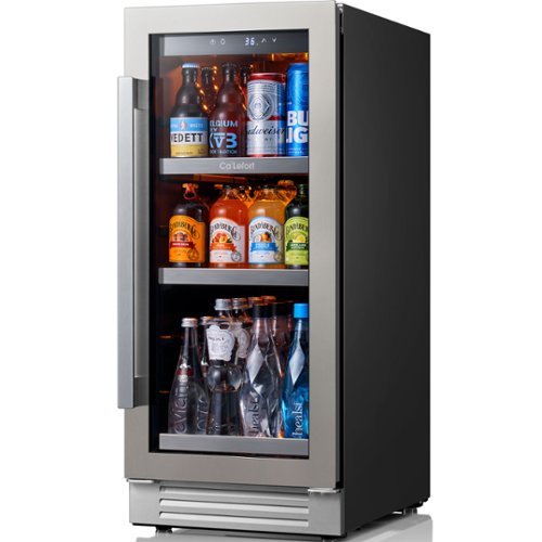 Ca'Lefort - 15 Inch Beverage Refrigerator,100 Can Small Beverage Fridge, Drink Fridge Glass Door 3 color LED Built-in/Freestanding - Stainless Steel-Front_Standard 