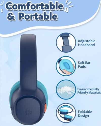 Tronsmart KH02 Wireless Headphones with 74/85/93dB Safe Volume, Built-in Microphone, Bluetooth 5.3, 45H Playtime for School Travel - Navy Blue BUY ONLINE