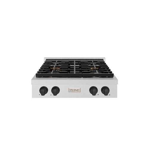 ZLINE - Autograph 30 in. Satin Steel Paramount Built-In Gas Cooktop with 4 DuoPro Burners and Black Accents (PSRTSZ-30-MB) - Stainless Steel