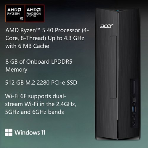 Acer Aspire Desktop AMD Ryzen 5 40 Processor 2025 8GB LPDDR5