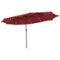 Costway - 15FT Twin Patio Double-Sided Umbrella 48 Solar LED Lights Crank Outdoor - Wine-Front_Standard