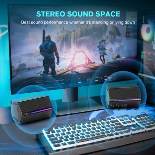 FIFINE RGB Gaming Speakers, Wired Desktop PC Speakers with Volume Control, 3.5mm Aux for Laptop Monitor Phone Tablet - Black WORLDWIDE DELIVERY
