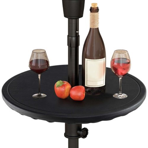 Costway 20" Patio Umbrella Table with 1.5" Umbrella Hole All-weather Round Table Tray - Black