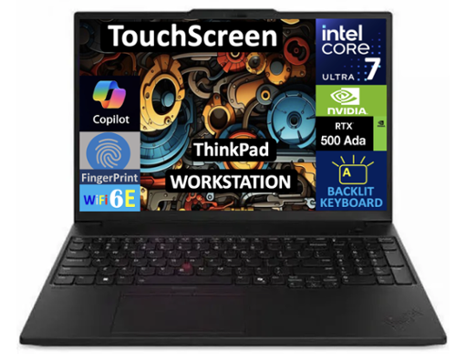  Lenovo - ThinkPad P16s 21KS0023US Laptop, Ultra 7-155H, 64GB, 2TB SSD, 16.0 LCD (1920x1200), RTX 500 Ada, Win 11 Pro - Black