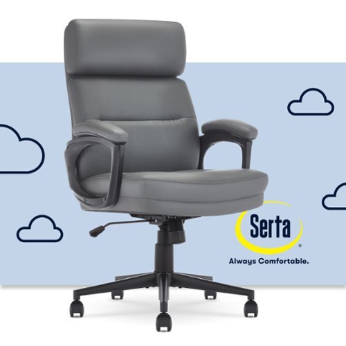 Serta - Comfort Mid-Back Modern Bonded Leather Executive Office Chair - Gray-Front_Standard 