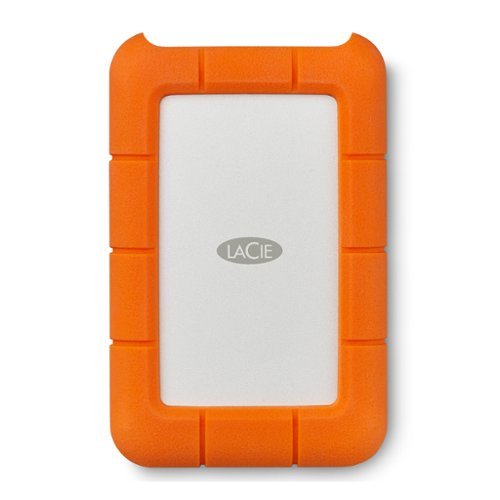 LaCie - 4TB Rugged USB-C Portable Hard Drive - Orange/Silver-Front_Standard 