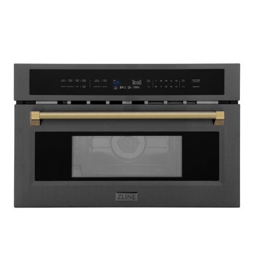 ZLINE - Autograph 30 in. 1.6 cu ft. Built-in Convection Microwave Oven and Polished Gold Helix Handle - Black Stainless Steel