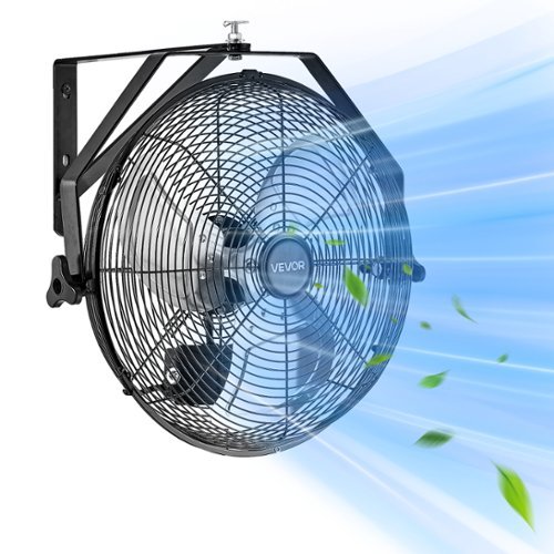 VEVOR - 14 Inch Industrial Wall Mount Fan, High Velocity 2473 CFM Outdoor Fan with 3 Speeds, Waterproof IP44 Garage Wall Fan - Black,Silver-Front_Standard 