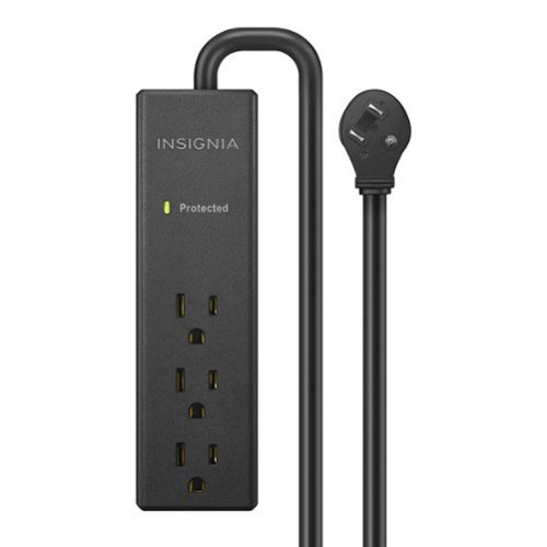 Insignia™ - Surge Protector for Home/Office with 3 AC Outlets, 6-foot cord, and 1080 joules of surge protection - Black