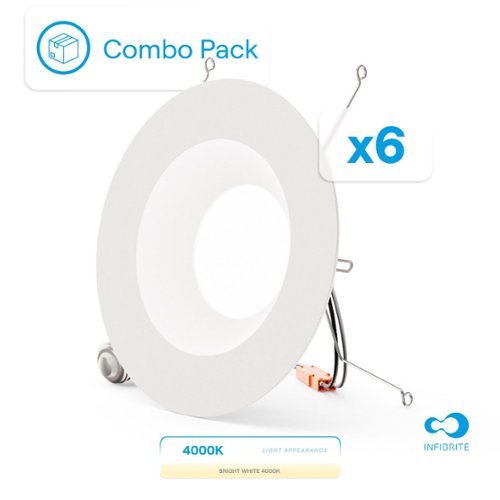  Infibrite - 6 In. Retrofit 4000K Cool Integrated LED Recessed Light Kit 12W 1100LM Remodel, Dimmable, Wet Rated (6 Pack) - White