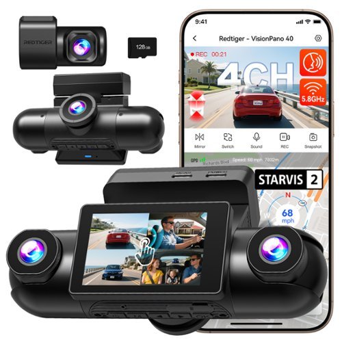 REDTIGER - RTVP40TL- 4 Channel 360° View Dash Cam - Black-Front_Standard 