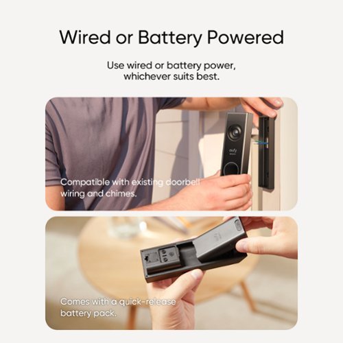 eufy Smart Wi-Fi E340 2K Wired and Battery Operated Video Doorbell with Dual Cameras - Black SHOP ONLINE