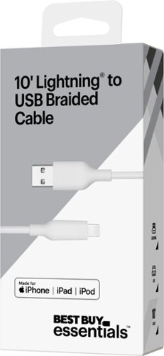 Best Buy essentials™ 10’ Lightning to USB Braided Charge-and-Sync Cable - White BUY IN AUSTRALIA