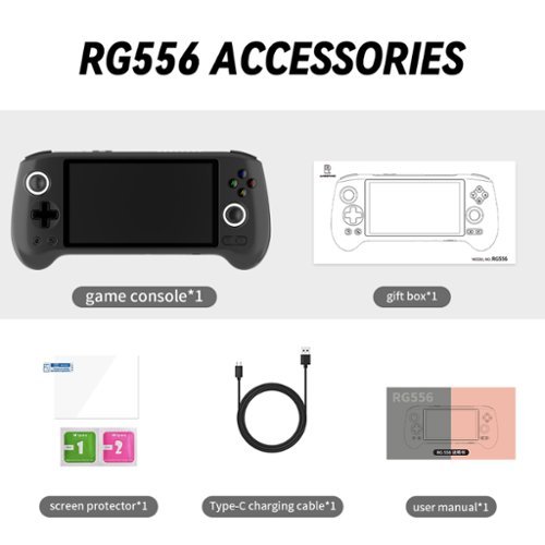 Anbernic RG556 5.5 AMOLED Retro Gaming Handheld - Android 13 - Unisoc T820 - 8GB RAM with 128GB SSD - Black BUY IN SINGAPORE