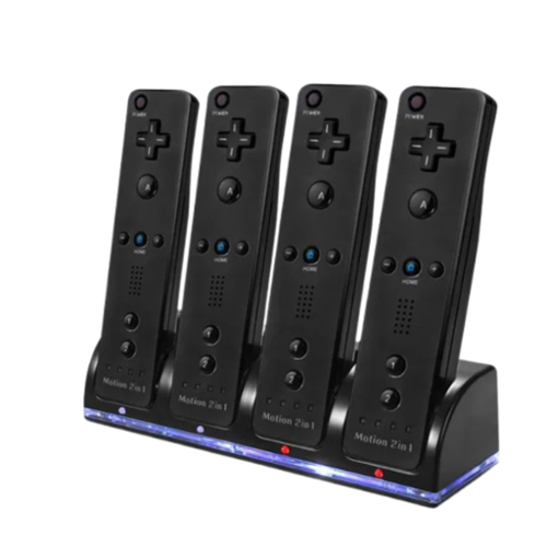 Stock Preferred - 4-Remote Charging Dock for Wii Controllers - Black-Front_Standard 