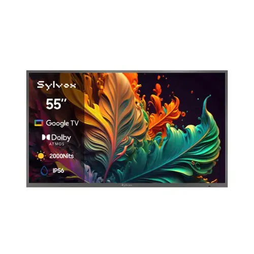 Sylvox 55"  
Google TV  
Dolby Atmos  
2000Nits  
IP56  
Sylvox