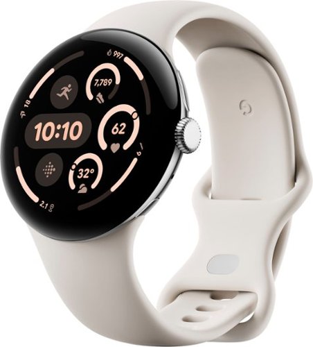 Google - Refurbished Excellent - Pixel Watch 3 (2024) 45mm (GPS Only, No Cellular) Aluminum - Polished Silver - (2024)-Front_Standard 