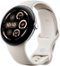 Google - Refurbished Excellent - Pixel Watch 3 (2024) 45mm (GPS Only, No Cellular) Aluminum - Polished Silver - (2024)-Front_Standard